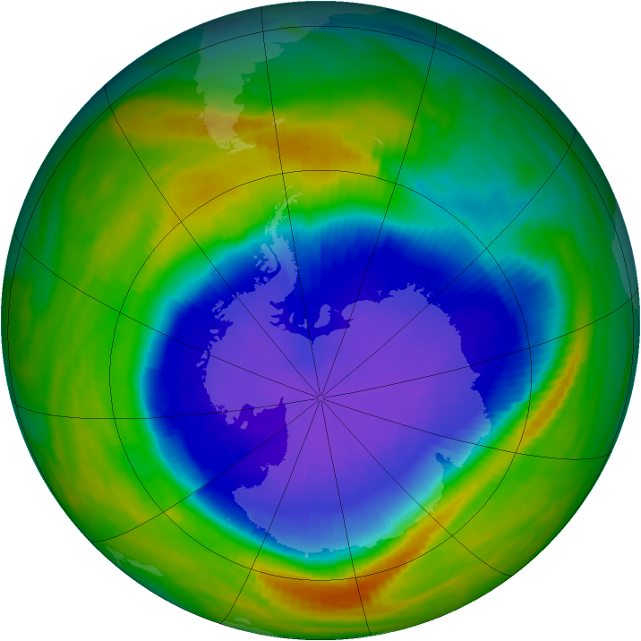 Antarctic ozone map for 09 October 1990